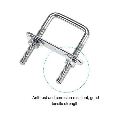 Image of METALLIXITY U Bolts 2 Sets (M6x35x60mm), Square U Bolt Carbon Steel with Accessories - for Construction, Pipe
