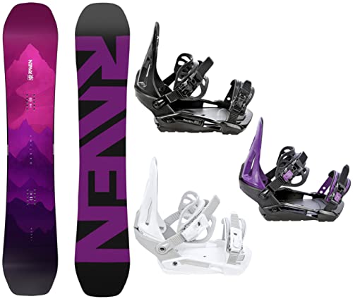 RAVEN Snowboard Set: Snowboard Destiny + Bindung s230 Black, White, Black/Violet (Snowboard 148 cm + Bindung s230 Black/Violet...