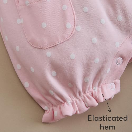 Image of Hopscotch Baby Girls Polka Dot Print Short Sleeves Pink Rompers