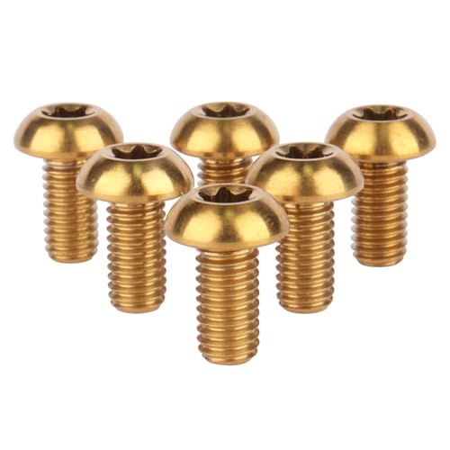 Image of 6PCS Titanium Bike Screw M5x10mm Bicycle Disc Brakes Rotor Bolts Torx T25 Head (Gold)