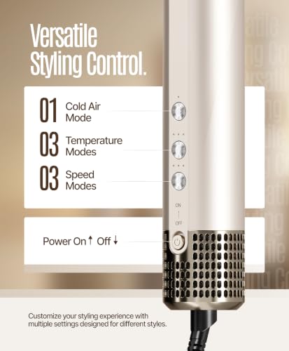 Image of Ownair 6 In 1 Professional Air Styler for Women, 110000 RPM High Speed BLDC Motor, Hot Air Styler, Hair Dryer Brush with Auto Curler, Straightening Brush, Volumizing Brush, Cold Air Mode, Foldable Handle,Gift for Women