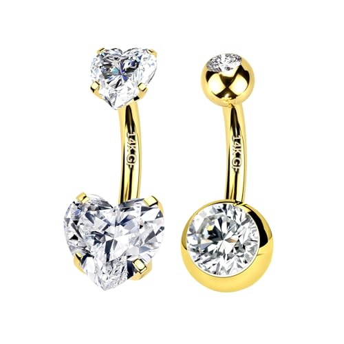 2pcs 14k Gold Filled Belly Button Rings, 14G 8mm/10mm/12mm Threaded Barbell Belly Button Piercing, Navel Ring Piercing Jewelry