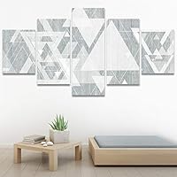 SIGNWIN 5 Panel Canvas Wall Art Modern Art Contemporary Dramatic Geometric Mixed Media Multicolor Patterns for Home Decorations Ready to Hang - 60