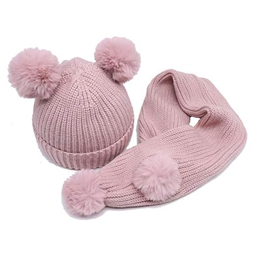 Tukistore Infantil Conjunto de Bufanda de Sombrero Invierno cálido Sombreros de Punto Capucha Bufanda con Pompom para bebés niñas
