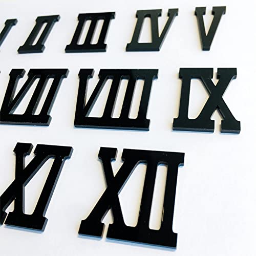 Phocaea Set Of 12 Pcs Mini Roman Mirrored Acrylic Numerals For Diy A Wall Clock (Black) #TOP2