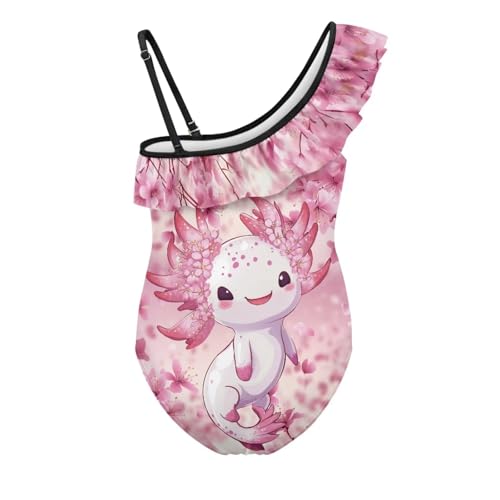 Image of Ladybug Swimsuits for Girls 5-14 One Piece Bathing Suit Kids One Ruffle Shoulder Beach Sport Swimwear
