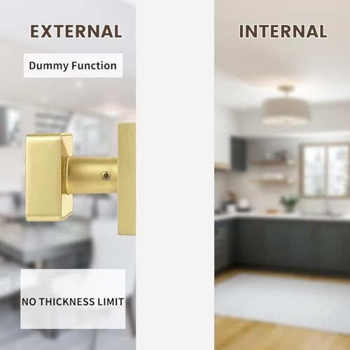 naubea 2 Pack Brushed Nickel Dummy Door Knob Interior, Square Interior Door Knobs for Closet Bifold, Heavy Duty Modern Satin Nickel Dummy Door Handle by naubea - Image 4