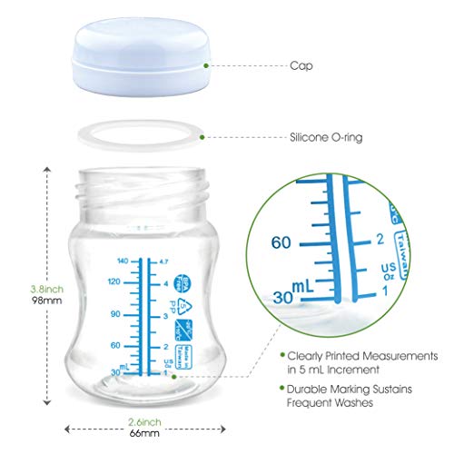 Maymom Wide-Mouth Milk Storage Collection Bottle With Travel Cap And Sealing Ring ; Can Replace Spectra S1 S2 Avent Natural Avent Classic Bottles (6Pc 4.7Oz/140Ml) #TOP2