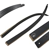 HANDBAIGE HBG Black Hunter Hunting Recurve Bow Limbs Replacements Laminated Fiberglass Bow Limbs with Bamboo Core for 60'' Recurve Bow (20lbs)