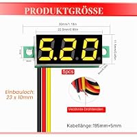 YIXISI 5 Stück 0.28 Zoll Mini Digital Voltmeter, Messbereich DC 0-100V Drei-Draht Spannungsprüfer, Verpolungsschutz und Genaue Druckmessung (Gelb) – Ansicht 2