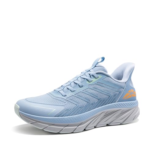 Men's Slip On Walking Shoes Running Comfortable Tennis Breathable Non Slip Athletic Gym Workout Cross Training Fashion Sneakers 8 Light Blue