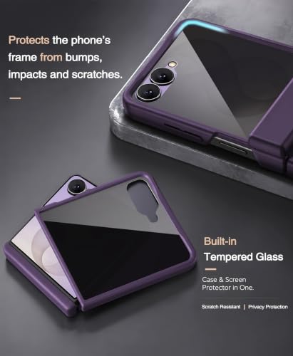 Image of STORMTAL for Samsung Galaxy Z Flip 8 Case with Privacy Screen Protector, [Compatible with Magsafe], [Full Body Hinge Protection], Magnetic Slim Case for Z Flip 8 Case Purple
