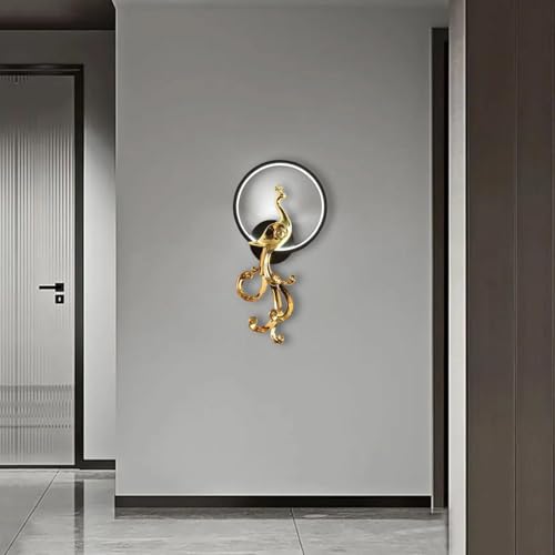 Image of Harold Electricals Metal Modern Peacock Wall Light | Wall Lamp Fixture for Living Room, Bedroom, Hall- Pack of 1 (Inbuilt Led) (Right)