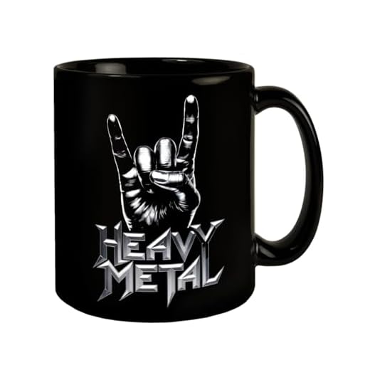 Rockzeichen Hand Heavy Metal Taza de café negra con Rock On Sign Devil Horns para verdaderos fans de Heavy Metal