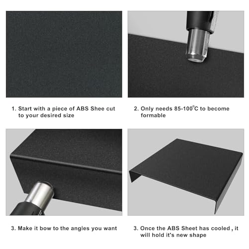 Image of 3 Pack Black ABS Plastic Sheet 12 inch x 16 inch 1 /4 inch Thick (6mm), High Tensile and Impact Strength Moldable Plastic Sheet Plexiglass Sheet, DIY Material for Home Decor,Handicrafts