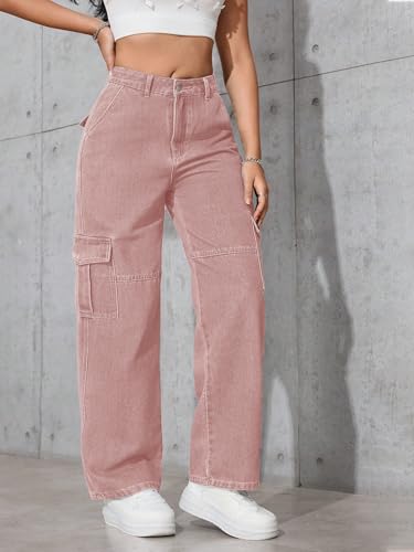 Image of Tagas Women Cargo Jeans | Women,s Cargos-Pants | (Women's) Denim Cargo's Pants || Cargo,s for Woman || Oversized-Jeans for Woman's || Loose Jeans Pant for Woman,s