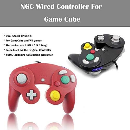 GameCube Controller, Wired Gamepad for Nintendo Wii Console (Black and Red)