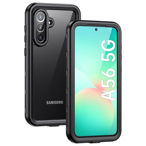 Lanhiem for Samsung Galaxy A56 Phone Case, IP68 Waterproof Dustproof, Built-in Screen Protector, Rugged Full Body Shockproof Protective Cover for Samsung A56 6.7', Black