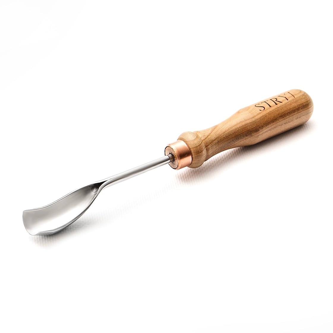 STRYI Cuchara de acero al carbono W1-7 de 20 mm curvada corta para tallar madera, herramienta para tallar cuencos, gubia hueca para cucharas y cuencos, afilada a mano, acero al carbono W1-7
