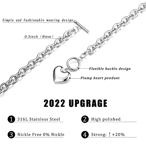 LOYALLOOK Heart Pendant, Necklace, Bracelet & Stud Earrings Set - Stainless Steel Love Heart Jewelry for Women - Halloween3