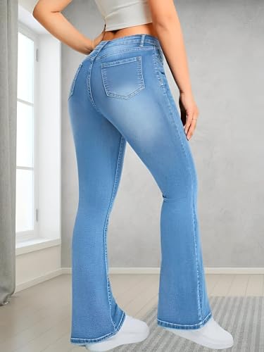 Image of THIRD QUADRANT Women's Wide Leg Fit Mid Rise Jeans || Bootcut Jeans || Wide Leg || Bell Bottom Jean