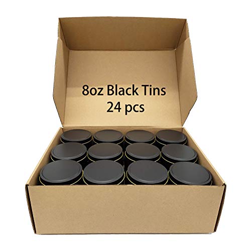 PMCDS2G Candle Tins 24 Piece, 8oz for Candle Making - Black, Candle Making Supplies