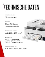 Canon MAXIFY GX2051 Tintenstrahldrucker 4-in-1 Multifunktionsgerät DIN A4 (Drucker, Scanner, Kopierer, Fax, ADF, 600x1200 DPI, WLAN, USB, Duplexdruck, 250 Blatt Kassette) Enthält 6 x Tintenflaschen – Ansicht 6