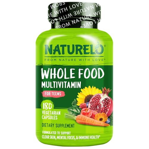 NATURELO Multivitamins for Teenage Girls/Boys, 180 Capsules, Whole Food Multivitamin with Minerals, Non-GMO, Vegetarian