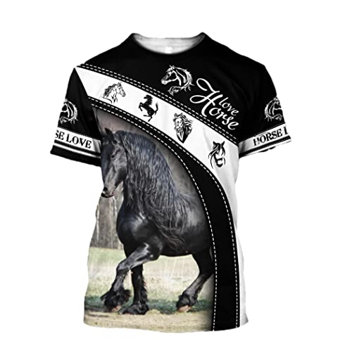T-shirt cheval 3D grande taille XXXXXL pour passionné d'équitation