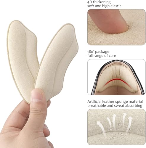 heel grips liner cushions inserts for loose shoes heel pads snugs for shoe too big men women filler improved shoe fit and comfort stop heel slip and blister 4 pairs pale apricotblack
