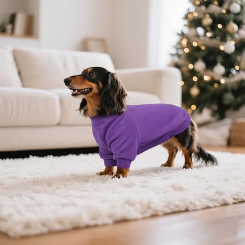 Image of BRKURLEG Dog Sweater, Warm Fleece Dog Winter Coat, Purple, XS