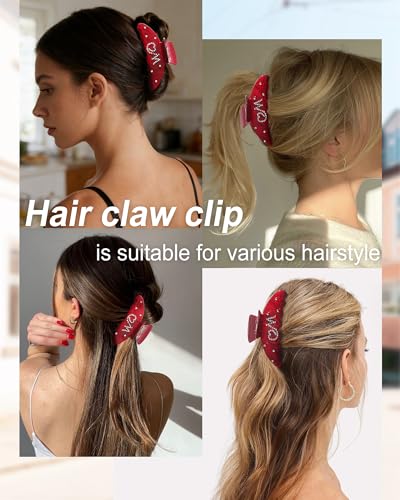 Pinza para cabello WELROG roja 3.9 in acrílica miniatura 4
