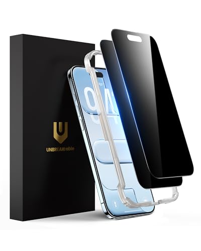 Image of UNBREAKcable Privacy Screen Protector for iPhone Air, Shatterproof Tempered Glass [True 28Anti Spy] [9H Hardness] [Easy Installation Frame] Private Protector for iPhone 6.5inch-2 Pack