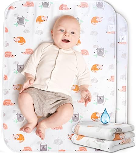 Waterproof Changing Pad Liners - 2 Pack, Diaper Changing Table Covers Keep Baby Dry & Protect Bassinet from Leaks - Reusable, Washable, Portable, Large Liner Pads Measure 26" x 20"
