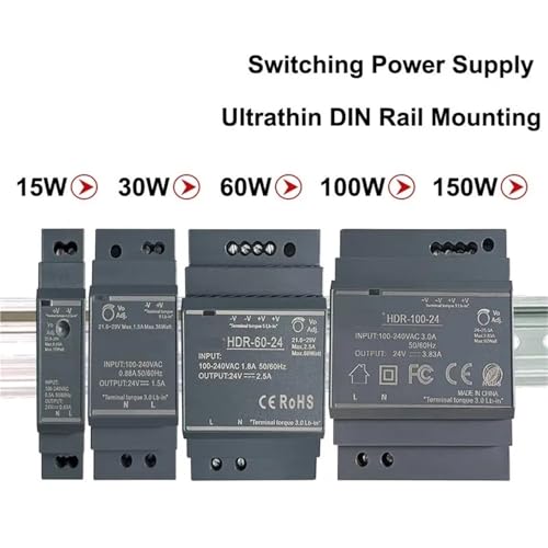 Alimentation ultra-mince 12V 24V HDR transformateur modulaire gain de place - 3