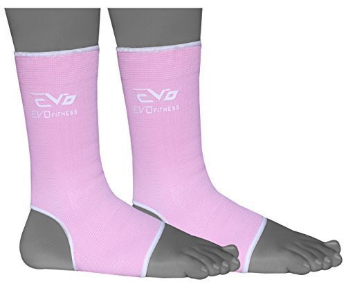 EVO Fitness Anklet Protector MMA Support Boxing Guard Kick Boxing Muay Thai Pair (Pink, Large)