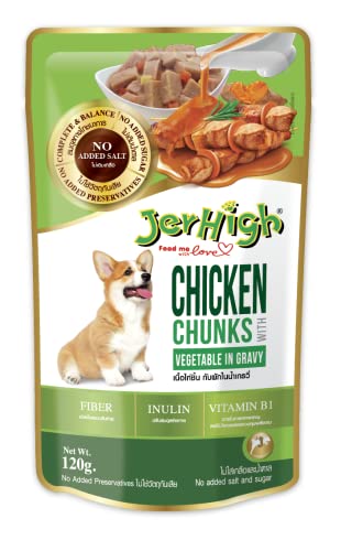 JerHigh Wet Food Chicken & Vegetable Gravy for Dogs, Pack of 24 (24x120 g) (B081QM6TC3) Amazon Price History, Amazon Price Tracker