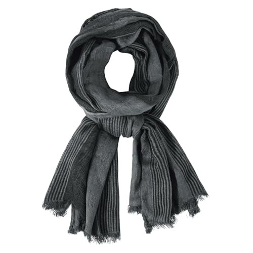 DAMILY Foulard Noir Stylé Homme Echarpe Rayée Vintage Printemps Hiver Châle Confortable Coton Lin