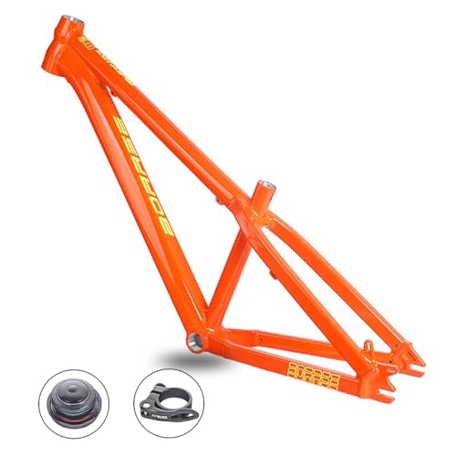 KLWEKJSD 26er Mountain Bike Frame Hardtail Bike Frame 12.5'' Single Speed Frame Aluminum Alloy Frame Quick Release 10x135mm (Color : Orange, Size : 27.5in)
