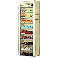 BAKAJI Ruimtebesparende schoenenkast met 7 planken, 115 x 30 x 110 cm, tot 36 paar schoenen, stalen structuur en overtrek van TNT-stof, waterdicht, stofdicht met ritssluiting (grijs