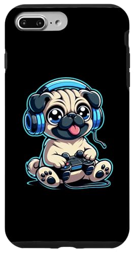 Carcasa para iPhone 7 Plus/8 Plus Funny Pug Gamer Dog Gaming Pug Pugs Video Juego