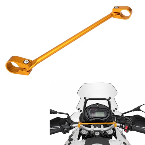 Tunejoy Barre d'equilibre Moto de 22mm Barre Transversale Guidon Moto en Aluminium Barre Renfort Moto Réglable pour Motocross Mini-moto ATV 330mm Couleur Or
