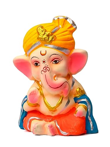 Image of Bossify 100% Eco-Friendly Clay Ganesh Idol Ganesh Ji Murti for Visarjan 4.5 Inches | Shadu Mati Ganesh Murti | Clay Ganpati Idol for Home | Ganpati for Ganesh Chaturthi | Home Decor
