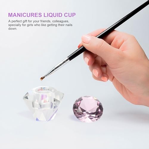 Vaso de cristal para uñas con tapa hexagonal rosa miniatura 5
