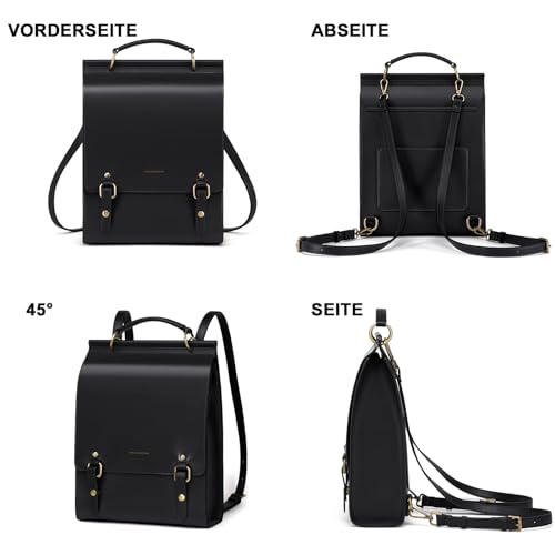 Image of Cnoles Leather Backpack Purse For Women Fashion Ladies Vintage Bag Casual School College Travel Backpacks Bookbag