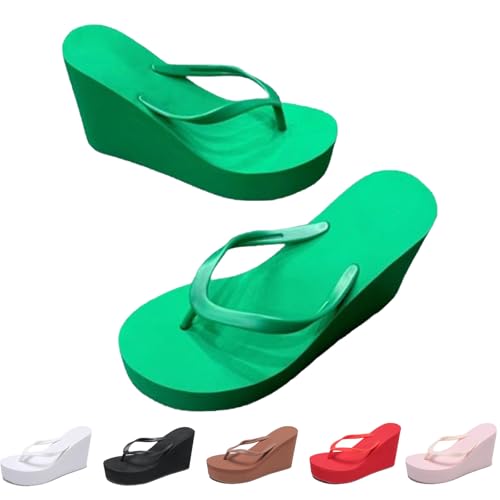 Women's Wedge High Heel Flip Flops Sandals Platform Wedge Sandals with Comfortable Platform Arch Support Walking Outdoor Rubber Soles - Main Image