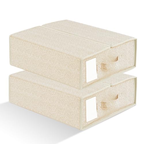 Gleiven-2-Pack-Bed-Sheet-Organizers-and-Storage--Foldable-Linen-Fabric-Storage-Box-with-Label-Slot-Closet-Organizer-for-Bedding-Sheets-Duvet-Covers-and-Pillowcases
