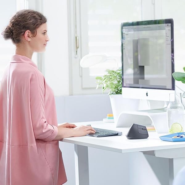 Vertical Mouse Ergonomico Avanzato, 4000 DPI, Wireless RF 2.4 GHz e Bluetooth, Ricaricabile USB-C, 4 Pulsanti Programmabili, Graphite