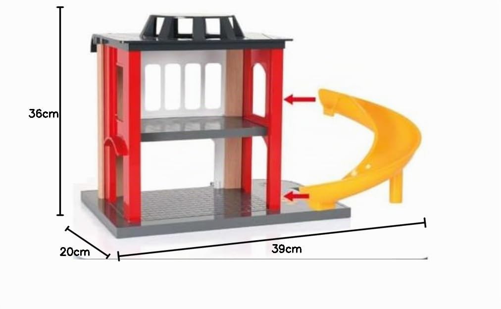 BRIO World - Caserma dei Pompieri, Accessorio Pista Trenino, Set Costruzioni in Legno, Compatibile con Tutti i Prodotti BRIO, Giocattolo per Bambini 3+ Anni