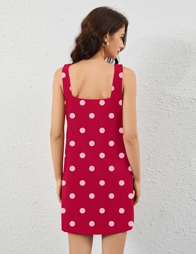 Image of Burtell Summer Sleeveless Cotton Linen Mini Dresses for Women Casual Square Neck Backless Short Dress Solid Tank Shift Dress